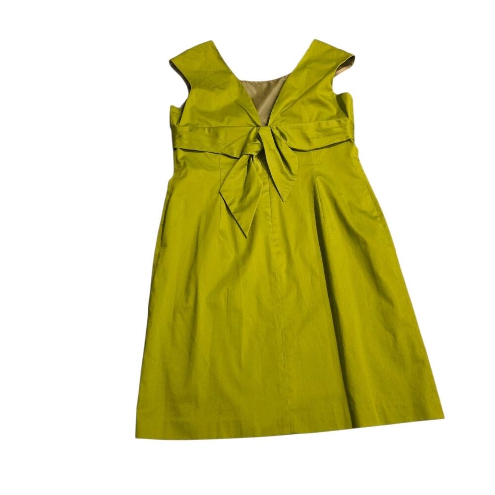 Jones New York Dress Size 14 Chartreuse Green Fit Flare Formal Cocktail Bow Back - Picture 3 of 9